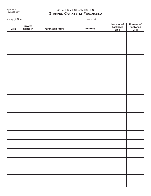 OTC Form 16-1-J  Printable Pdf
