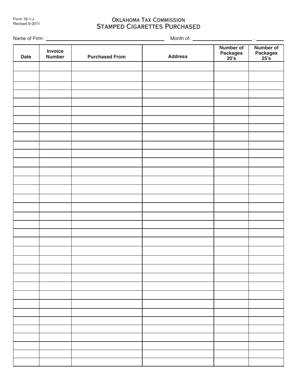 OTC Form 16-1-J - Fill Out, Sign Online and Download Fillable PDF ...