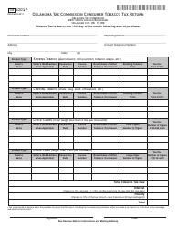 Document preview: OTC Form TOB50017 Oklahoma Tax Commission Consumer Tobacco Tax Return - Oklahoma