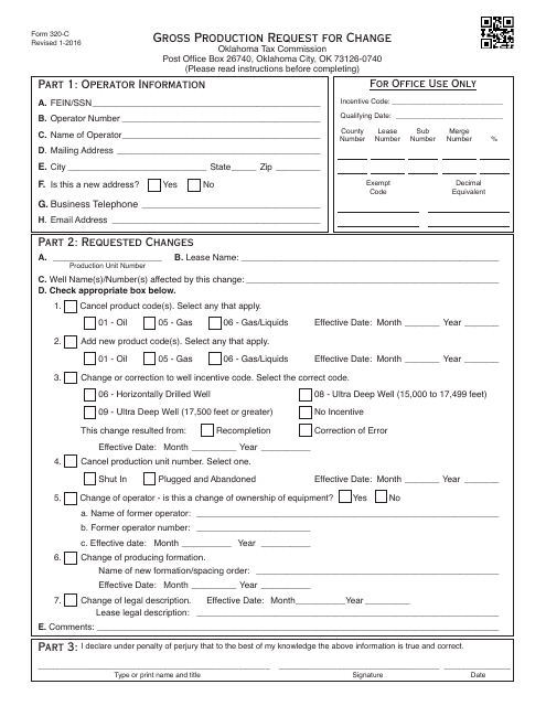 OTC Form 320-C  Printable Pdf