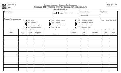Document preview: OTC Form 105-24 Schedule 15B Terminal Operator Schedule of Disbursements - Oklahoma