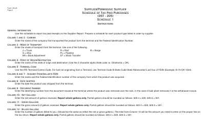 OTC Form 105-23 Supplier/Permissive Supplier Schedule of Tax-Paid Receipts - Oklahoma, Page 2