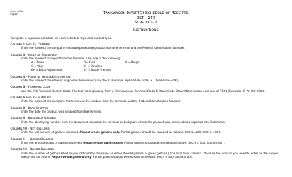 OTC Form 105-26 Tankwagon Importer Schedule of Receipts - Oklahoma, Page 2