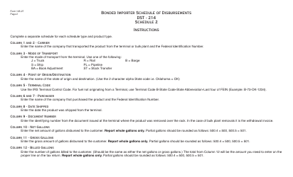 OTC Form 105-27 Bonded Importer Schedule of Disbursements - Oklahoma, Page 2