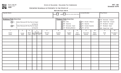 OTC Form 105-30 Exporter Schedule of Exports - Oklahoma