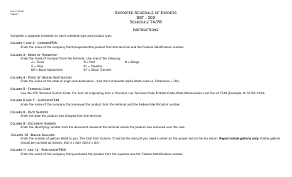 OTC Form 105-30 Exporter Schedule of Exports - Oklahoma, Page 2