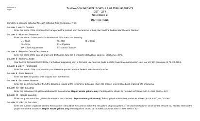 OTC Form 105-31 Tankwagon Importer Schedule of Disbursements - Oklahoma, Page 2