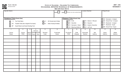 OTC Form 105-33 Occasional Importer Schedule of Disbursements - Oklahoma