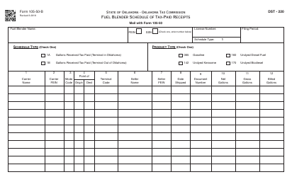 Document preview: OTC Form 105-50-B Fuel Blender Schedule of Tax-Paid Receipts - Oklahoma