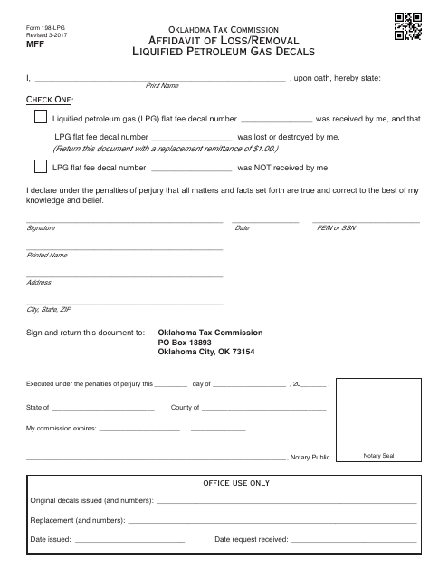 OTC Form 198-LPG  Printable Pdf