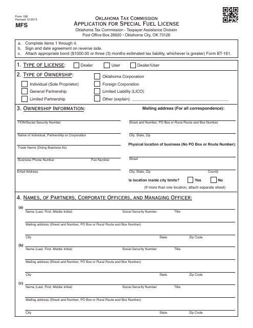OTC Form 198  Printable Pdf