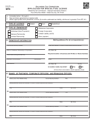 OTC Form 198 Application for Special Fuel License - Oklahoma