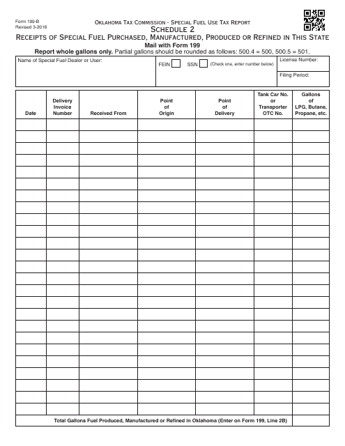 OTC Form 199-B Schedule 2  Printable Pdf