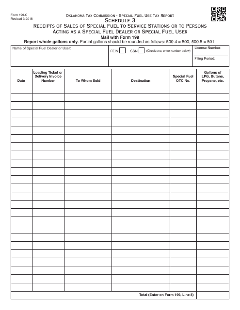 OTC Form 199-C Schedule 3  Printable Pdf