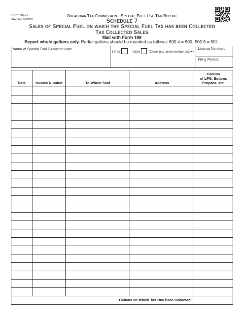 OTC Form 199-G Schedule 7  Printable Pdf