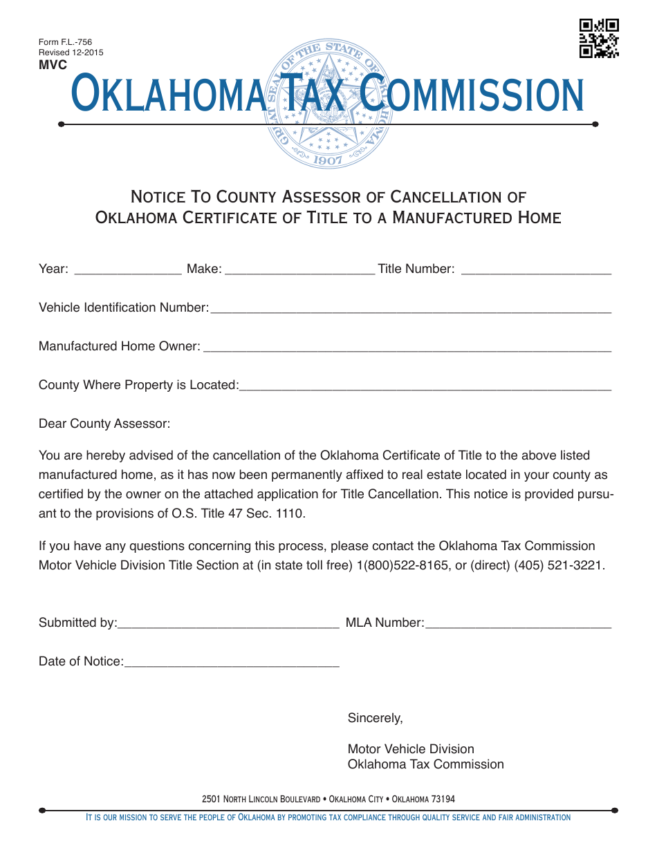 Title Cancellation of a Manufactured Home - Oklahoma, Page 3