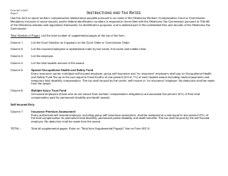OTC Form WC-3-SUP Workers&#039; Compensation Awards Tax Report - Supplement - Oklahoma, Page 2