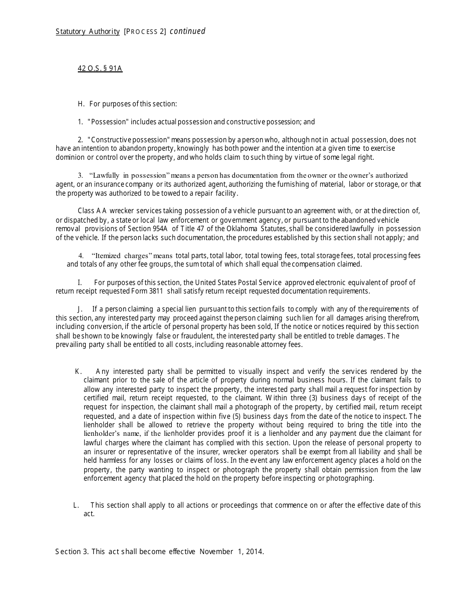 OTC Form 752 Title 42 Possessory Lien Procedures on Vehicles, Manufactured Homes, Commercial Trailers, Boats and Outboard Motors - Oklahoma, Page 25