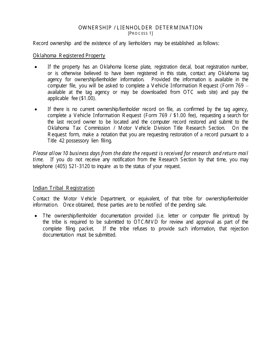 OTC Form 752 Title 42 Possessory Lien Procedures on Vehicles, Manufactured Homes, Commercial Trailers, Boats and Outboard Motors - Oklahoma, Page 4