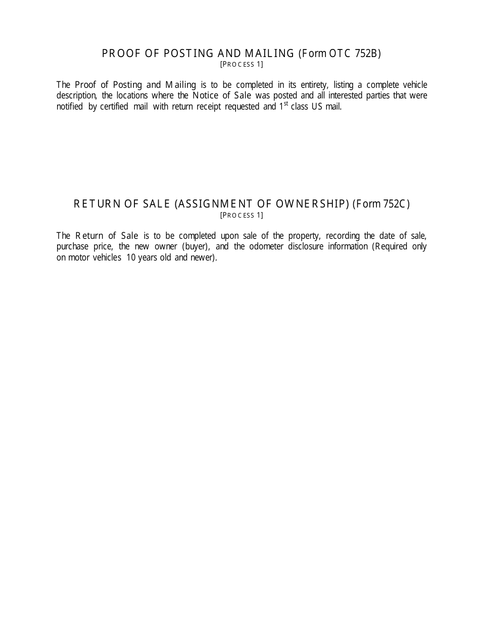 OTC Form 752 Title 42 Possessory Lien Procedures on Vehicles, Manufactured Homes, Commercial Trailers, Boats and Outboard Motors - Oklahoma, Page 7
