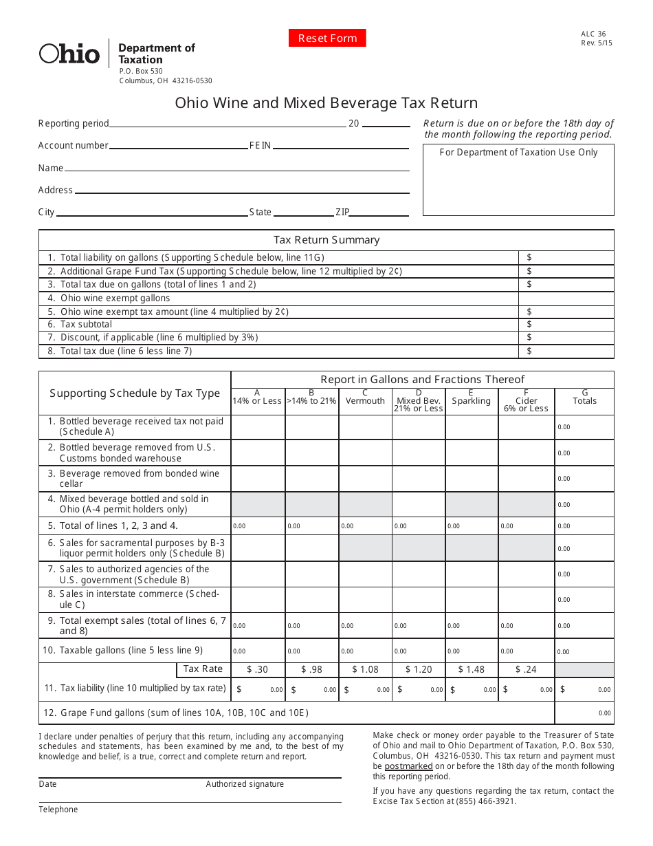 Form ALC36 Fill Out, Sign Online and Download Fillable PDF, Ohio
