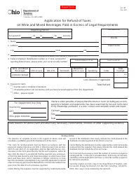 Document preview: Form ALC80 Application for Refund of Taxes on Wine and Mixed Beverages Paid in Excess of Legal Requirements - Ohio