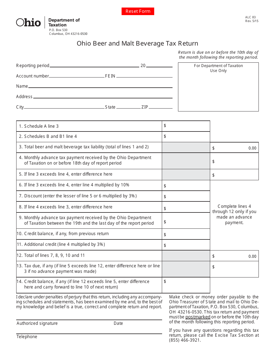 Form ALC83 Fill Out, Sign Online and Download Fillable PDF, Ohio Templateroller