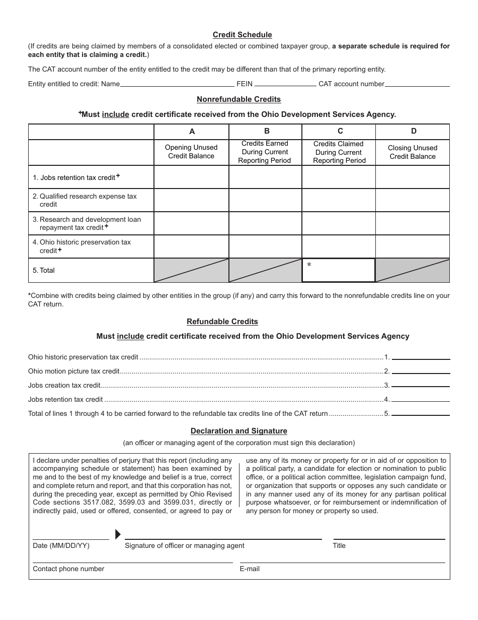 Form CAT CS Download Printable PDF or Fill Online Commercial Activity