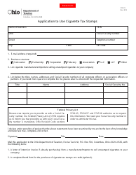 Document preview: Form CIG23 Application to Use Cigarette Tax Stamps - Ohio