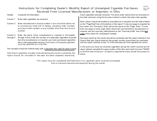 Form CIG59 Dealer&#039;s Monthly Report of Unstamped Cigarettes Received in Ohio - Ohio, Page 2