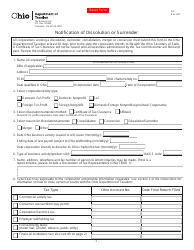 Form D5 &quot;Notification of Dissolution or Surrender&quot; - Ohio