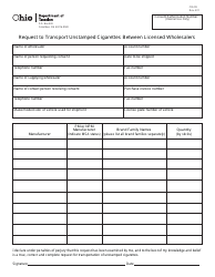 Form CIG99 Request to Transport Unstamped Cigarettes Between Licensed Wholesalers - Ohio