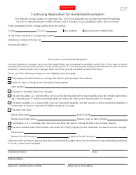 Document preview: Form DTE105B Continuing Application for Homestead Exemption - Ohio