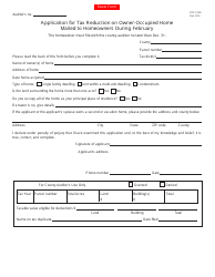Document preview: Form DTE105D Application for Tax Reduction on Owner-Occupied Home Mailed to Homeowners During February - Ohio