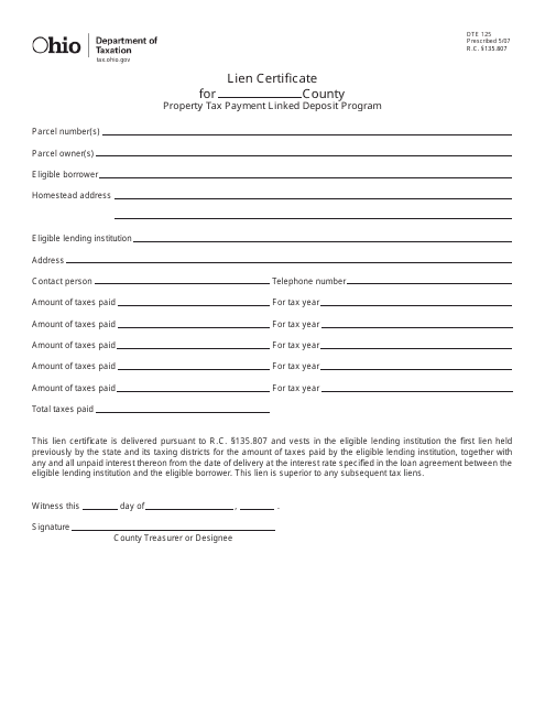 Form DTE125  Printable Pdf