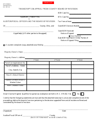 Form DTE3 &quot;Transcript on Appeal From County Board of Revision&quot; - Ohio