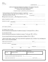 Form DTE56 Application for Owner-Occupancy Tax Reduction on Manufactured and Mobile Homes Taxed Like Real Property - Ohio