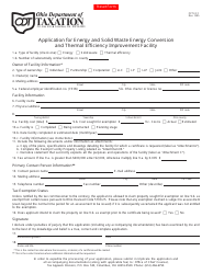 Document preview: Form PPT ECF Application for Energy and Solid Waste Energy Conversion and Thermal Efficiency Improvement Facility - Ohio