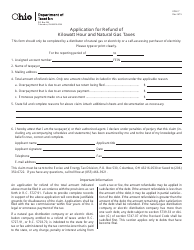 Form KWH7 &quot;Application for Refund of Kilowatt and Natural Gas Taxes&quot; - Ohio