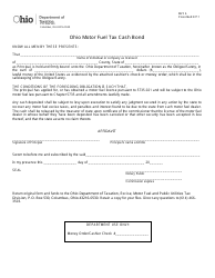 Form MVF6 &quot;Ohio Motor Fuel Tax Cash Bond&quot; - Ohio