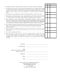Nexus Questionnaire - Income Taxes - Ohio, Page 2