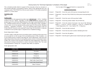 Document preview: Instructions for Schedule 15A Terminal Operator Schedule of Receipts - Ohio