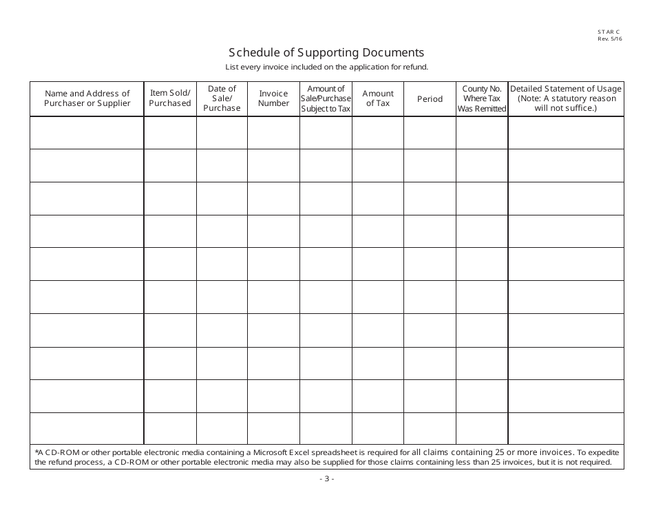 Form ST AR C Refund Checklist - Ohio, Page 3