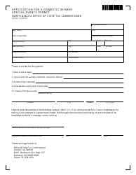 Form 24156 &quot;Application for a Domestic Winery Special Events Permit&quot; - North Dakota