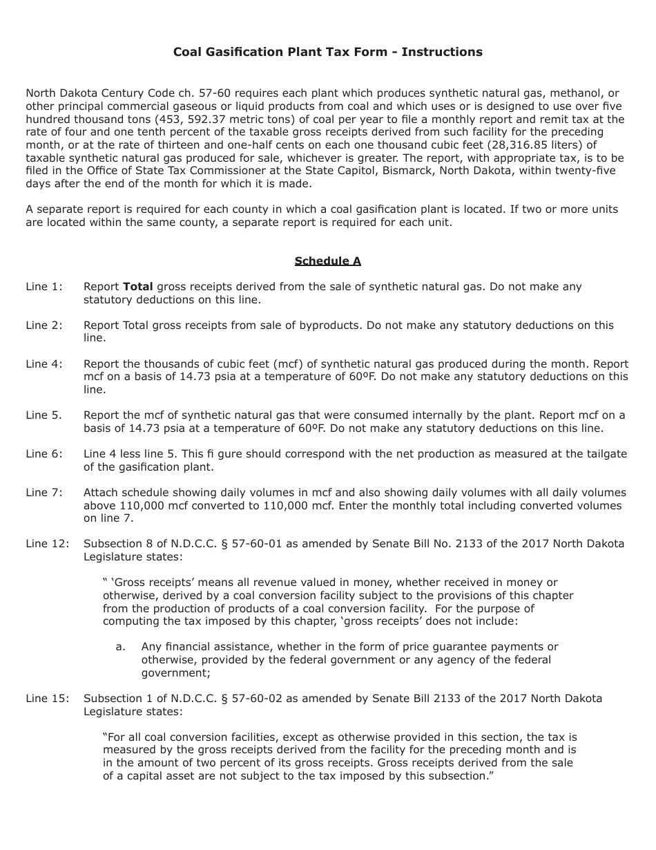 Form SFN25873 Coal Conversion Facility Privilege Tax - Coal Gasification Plants - North Dakota, Page 3
