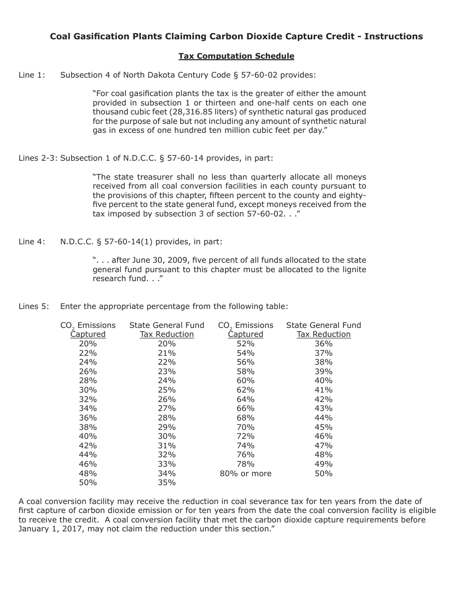 Form SFN25822 Coal Conversion Facility Privilege Tax - Coal Gasification Plants Claiming Carbon Dioxide Capture Credit - North Dakota, Page 4