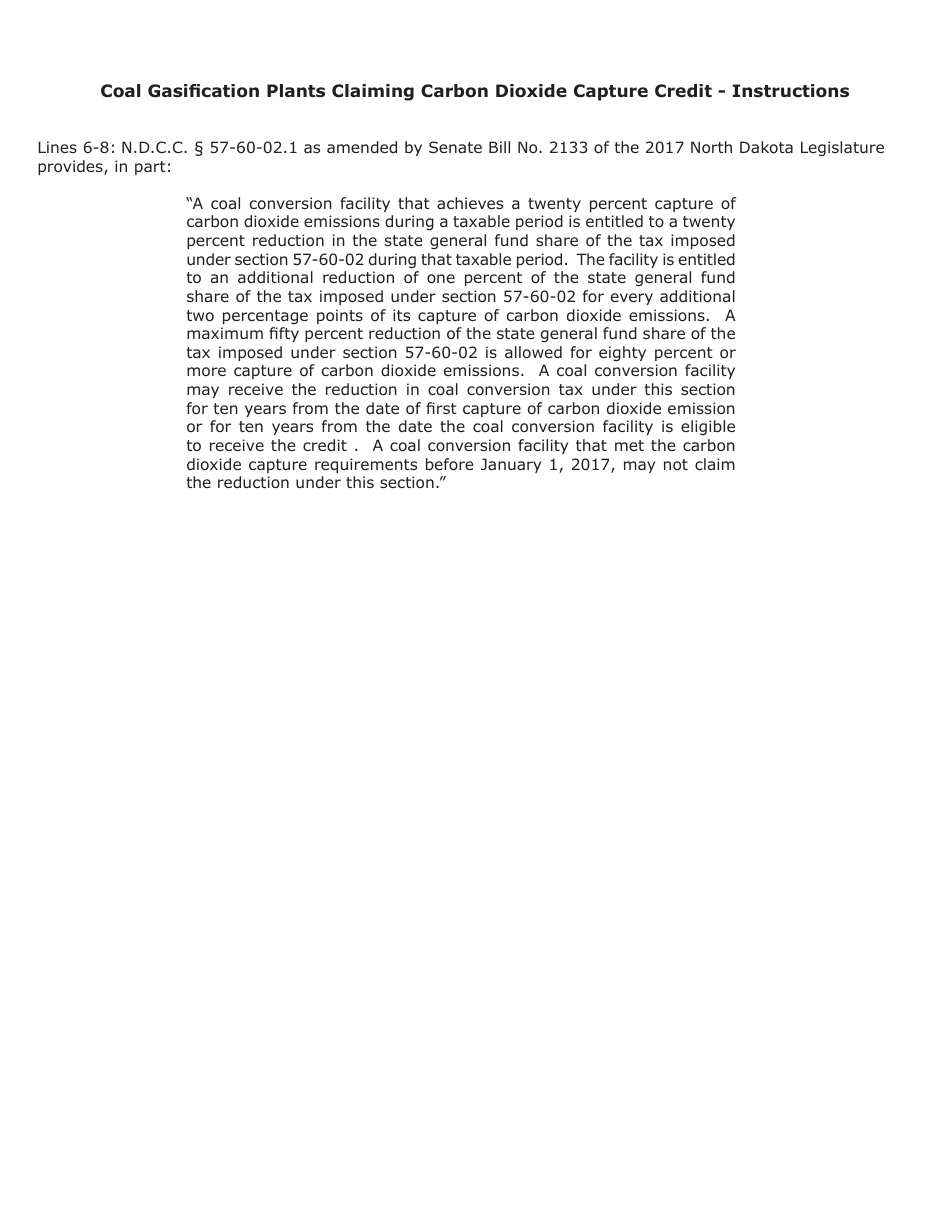Form SFN25822 Coal Conversion Facility Privilege Tax - Coal Gasification Plants Claiming Carbon Dioxide Capture Credit - North Dakota, Page 5
