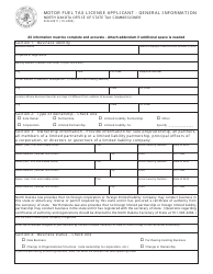 Form SFN22911 Motor Fuel Tax License Applicant - General Information - North Dakota
