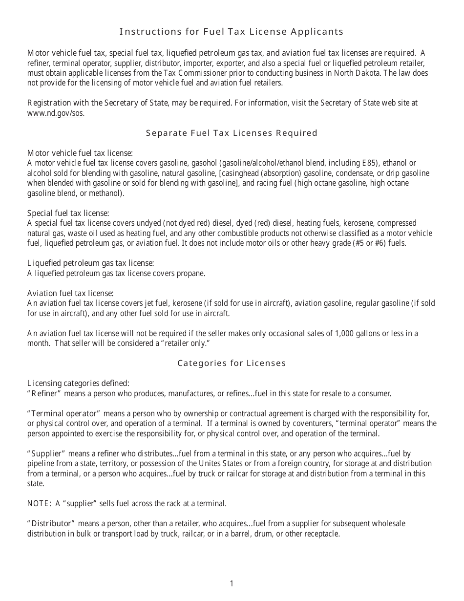 Form SFN22911 Motor Fuel Tax License Applicant - General Information - North Dakota, Page 3