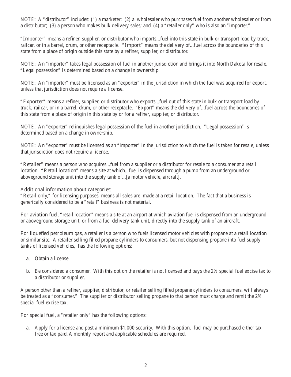 Form SFN22911 Motor Fuel Tax License Applicant - General Information - North Dakota, Page 4